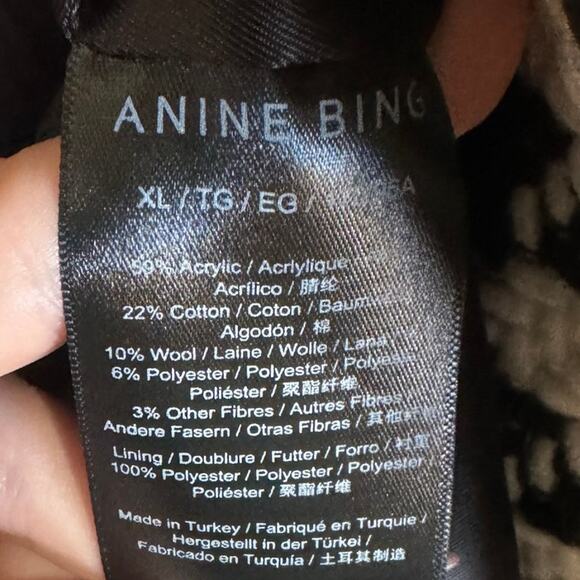 Anine Bing Quinn Tweed Blazer Houndstooth Black White Size XL NWT - Picture 9 of 12